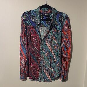 Anthropologie Maeve Vibrant Paisley Button Down Top